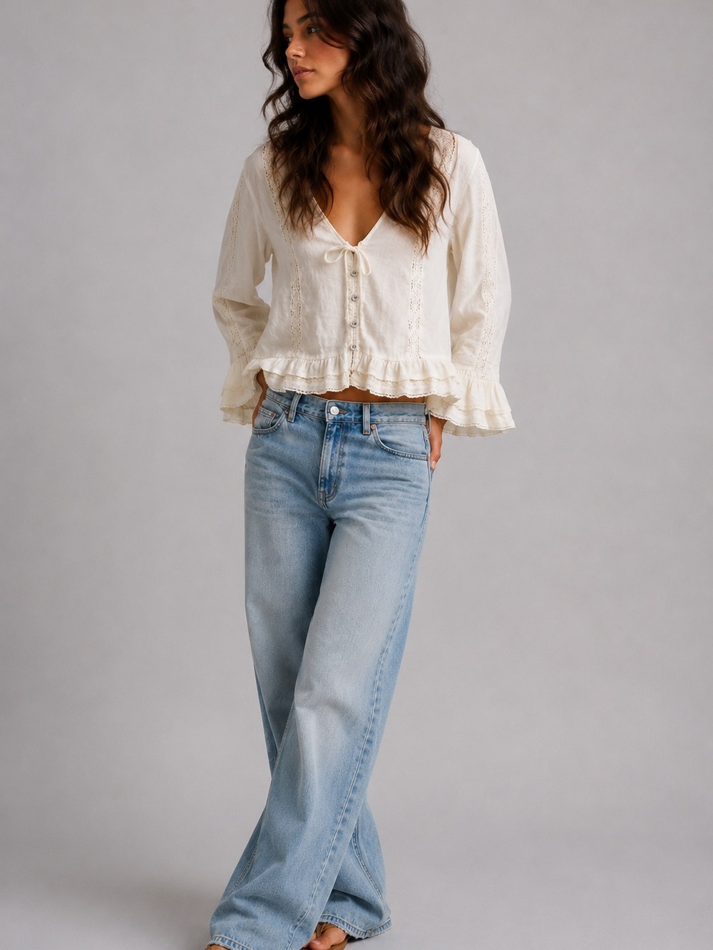 Torrid Festi Bohemian/Cottage Core Cream Ruffle Peasant Blouse - Picture 10 of 10